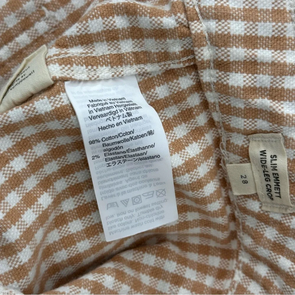 Madewell Gingham Emmett Wide Leg Crop Pants Tan White Size 28 - Picture 12 of 12